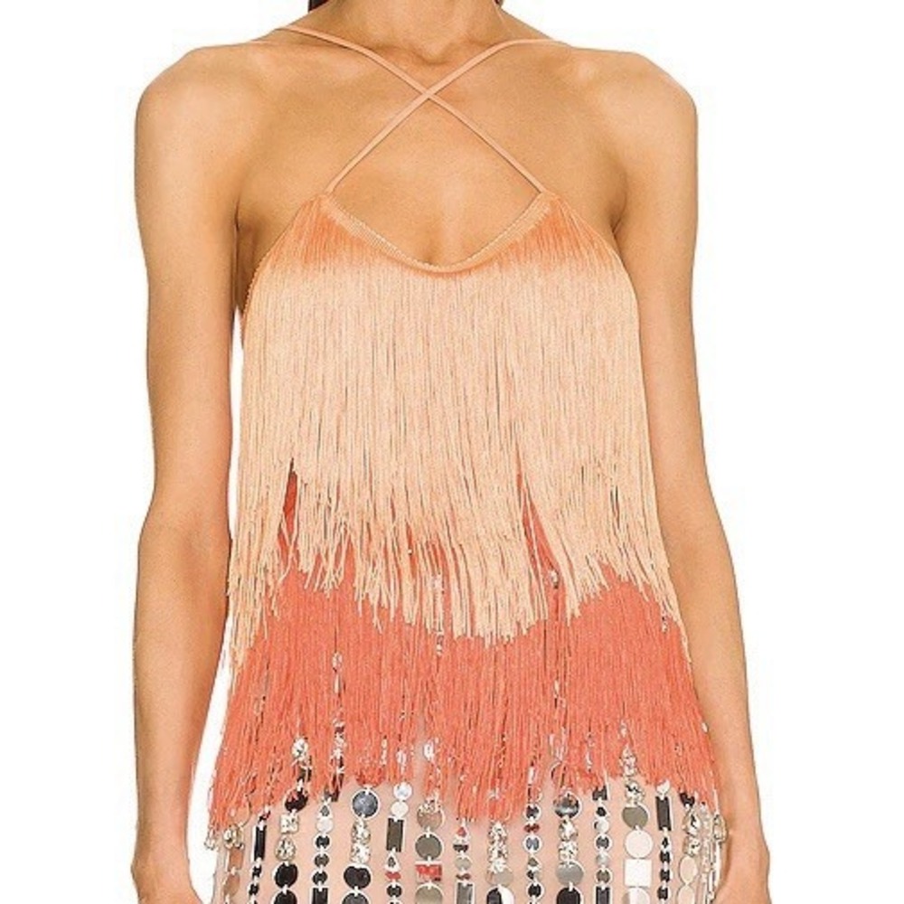 Dundas x Revolve Bonham Fringe Top‎ Orange Ombré Sz L